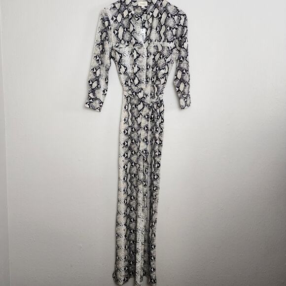 L'Agence Teddy 100% Silk Python Snake Print Wide Leg Jumpsuit 2 NWT Designer